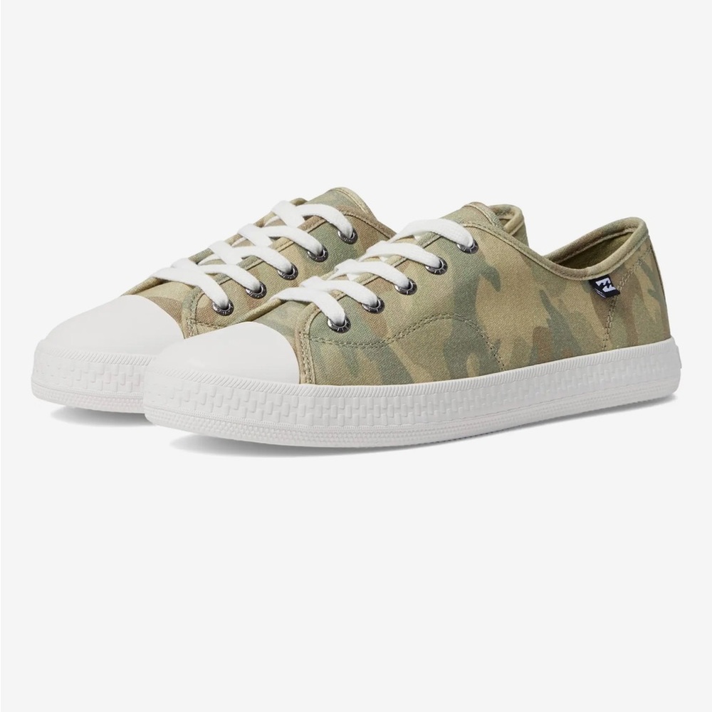 Billabong Camo Canvas Low-Top Sneakers in Green and White